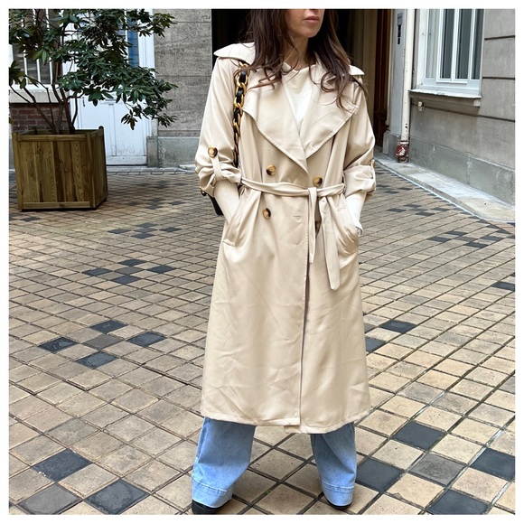 74 Made in France Fabulous Spring Belted Trench Coat jacket - Picture 4 of 7